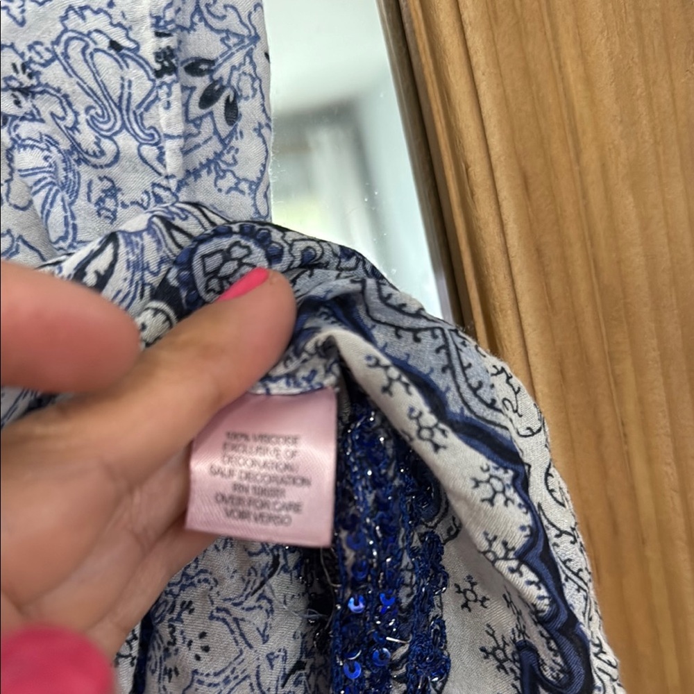 Calypso St. Barth Blue and White Women's Top - Picture 6 of 6